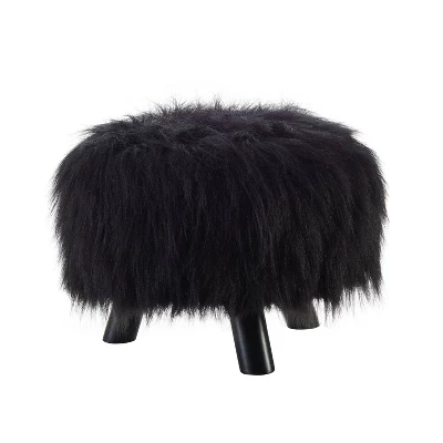 Faux Fur Foot Stool - Linon 9 Faux Fur Foot Stool - Linon - Image 7