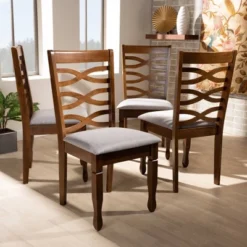 Set Of 4 Elijah Dining Chair Gray/Walnut - Baxton Studio -Furniture Hotsale Shop GUEST f7529b71 aa04 4305 a924 49c9801722fb