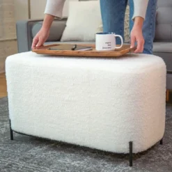 32" Modern Decorative Bench With Metal Base - WOVENBYRD