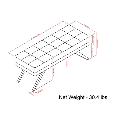 48" Keenan Mid Century Ottoman Bench Faux Air Leather - Wyndenhall 8 48" Keenan Mid Century Ottoman Bench Faux Air Leather - Wyndenhall - Image 6