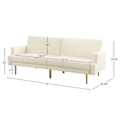 Lanna 76"Wide Vegan Leather Modern Style Convertible Futon Sofa Bed For Living Room Guest Bedroom | ARTFUL LIVING DESIGN 9 Lanna 76"Wide Vegan Leather Modern Style Convertible Futon Sofa Bed For Living Room Guest Bedroom | ARTFUL LIVING DESIGN - Image 7