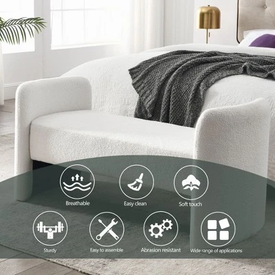 Donna 52" Large Storage Ottoman Upholstered Teddy Bench With Solid Wood Legs-Maison Boucle 5 Donna 52" Large Storage Ottoman Upholstered Teddy Bench With Solid Wood Legs-Maison Boucle - Image 3