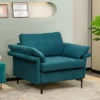 Costway Modern Fabric Accent Armchair Upholstered Single Sofa W/ Metal Legs BlueGrey -Furniture Hotsale Shop GUEST faaf180a 68c8 47c2 aca6 43b13678a665
