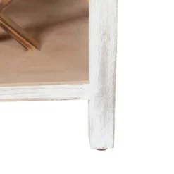 LuxenHome Distressed White And Gray Wood 1-Door Storage Wine Cabinet -Furniture Hotsale Shop GUEST fb13aed8 d45a 4f6f b9f6 86b84f2550ee