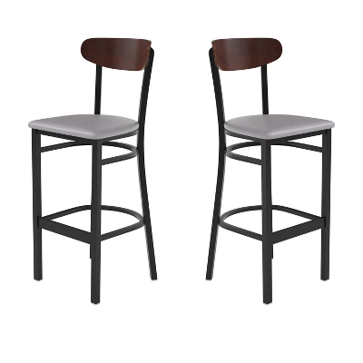Flash Furniture Wright Set Of 2 Commercial Grade Barstools With 500 LB. Capacity Steel Frame, Solid Wood Seat, And Boomerang Back 17 Flash Furniture Wright Set Of 2 Commercial Grade Barstools With 500 LB. Capacity Steel Frame, Solid Wood Seat, And Boomerang Back - Image 15