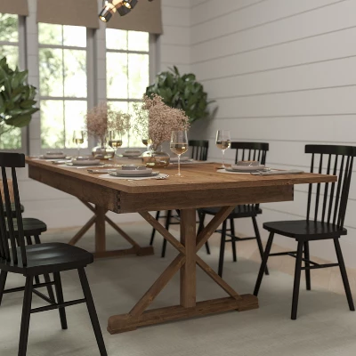 Merrick Lane 8' X 40" Rectangular Antique Rustic Solid Pine Foldable Dining Table With Crisscross Legs 3 Merrick Lane 8' X 40" Rectangular Antique Rustic Solid Pine Foldable Dining Table With Crisscross Legs