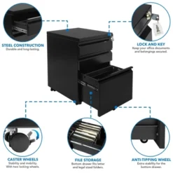 Mount-It! Mobile File Cabinet With 3 Drawers, Under Desk Rolling Storage , Black 13 Mount-It! Mobile File Cabinet With 3 Drawers, Under Desk Rolling Storage , Black -Furniture Hotsale Shop GUEST fe57a903 9590 4342 845f 0cb020f87145